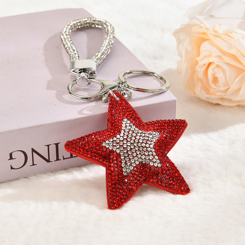 Wholesale Colorful cartoon pentagram diamond studded keychain