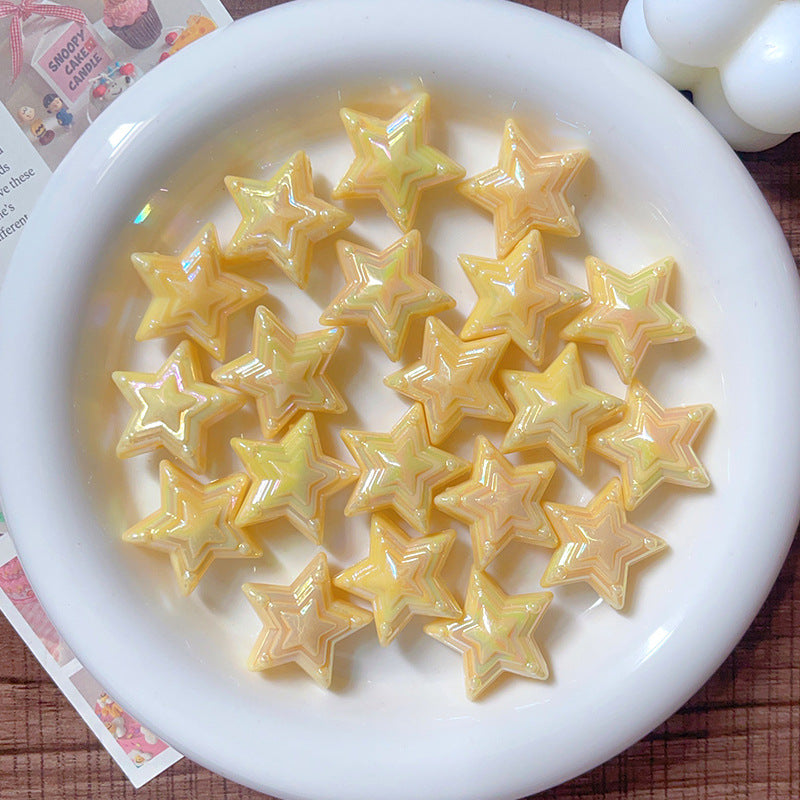 Wholesale 10pcs Color-plated UV Five-pointed Star  Acrylic Beads