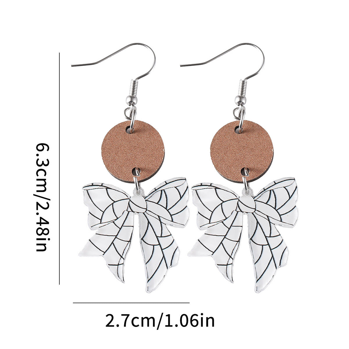 Wholesale New Sports Style Ball Bow Round Pieces Stitching Pendant Earrings Acrylic Earrings Gift