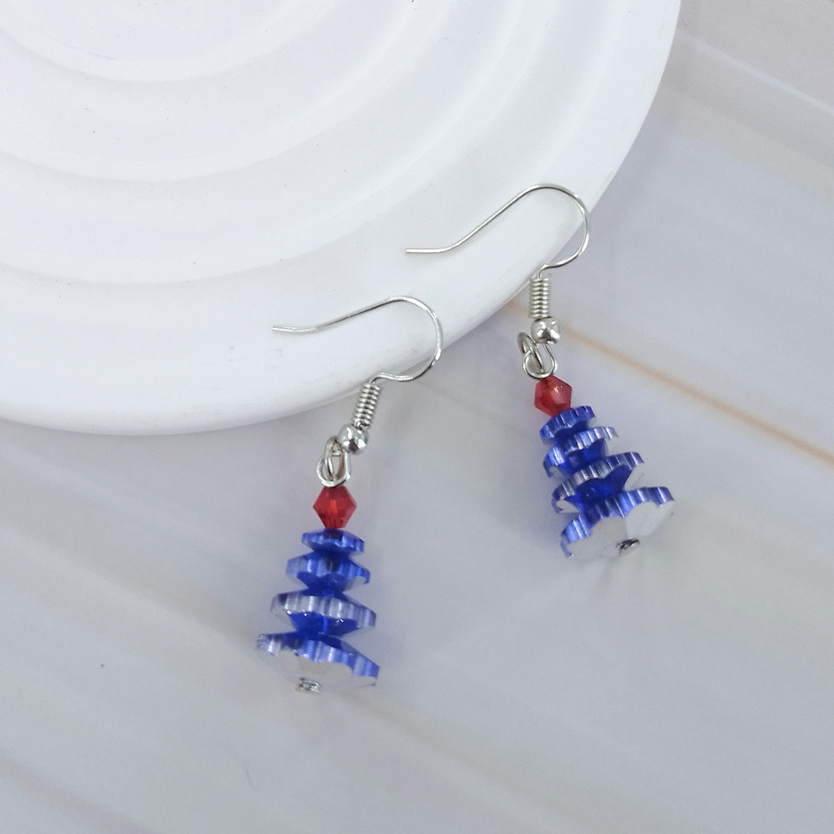 Wholesale Carnival Party Red, White and Blue Five-Pointed Star Earrings