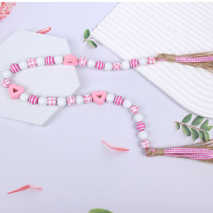 Wholesale  20PCS Valentine's Day Heart-shaped Hollow Perforated Wooden Beads