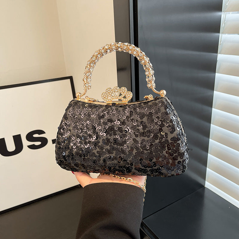 Wholesale pu leather sequined handbag