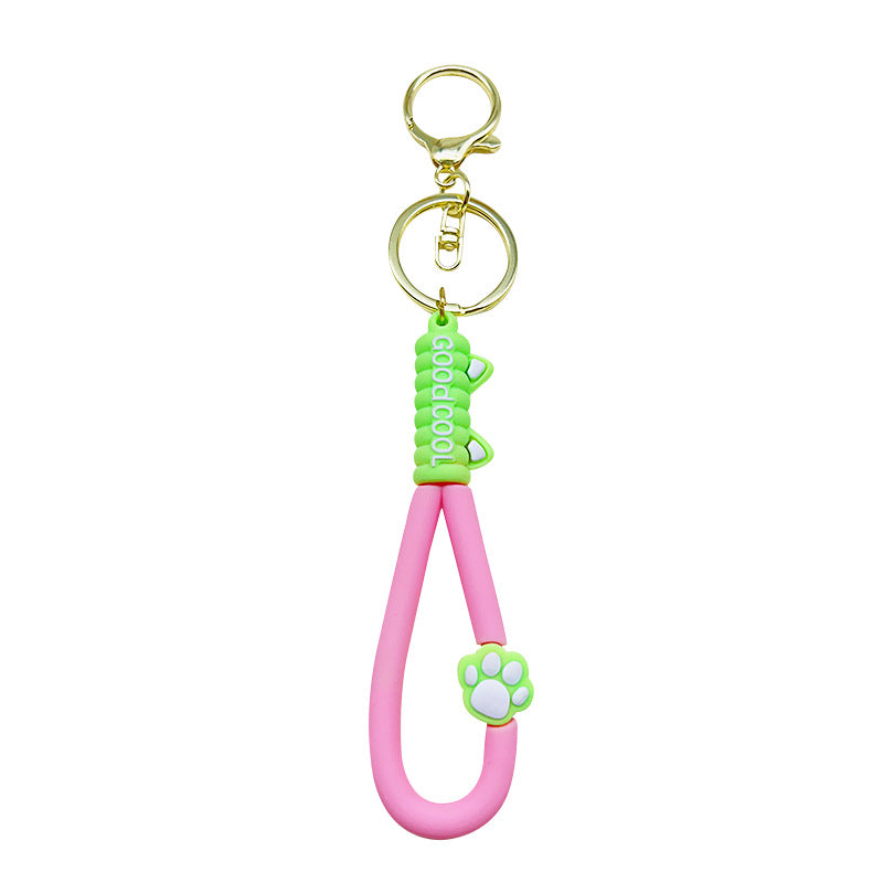 Wholesale Cat Claw PVC Leather Rope Keychain