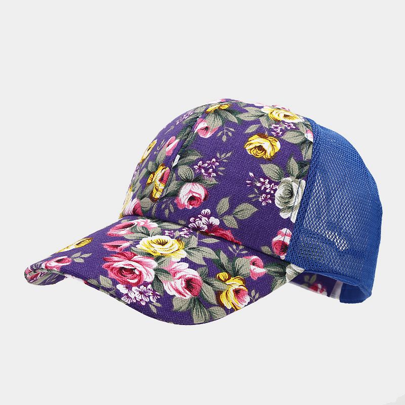 Capilla de béisbol de malla de mosaico de flores étnicas algodón al por mayor