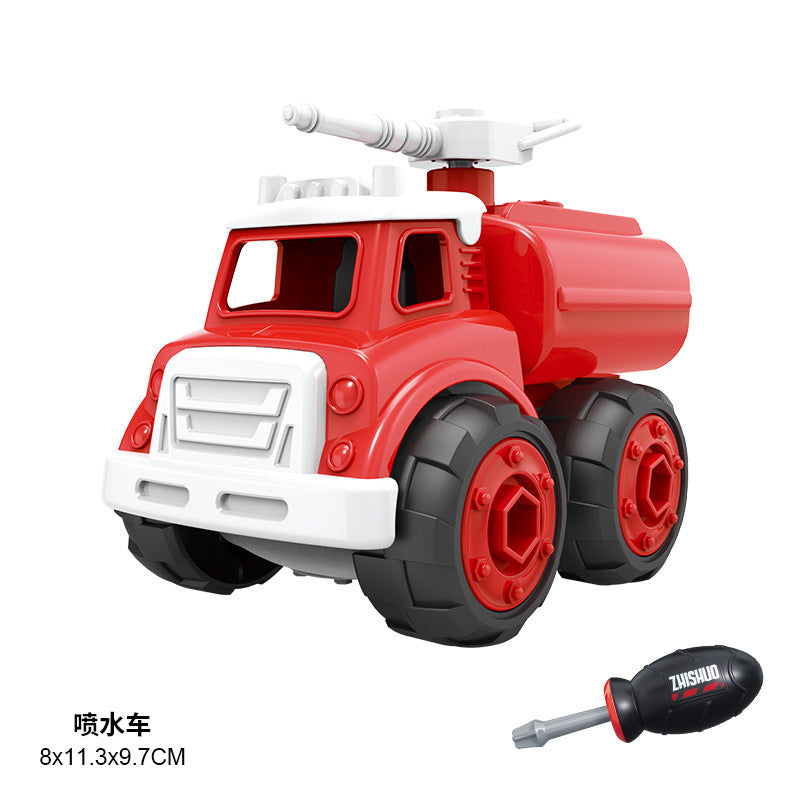 Wholesale Disassembly and Assembly Fire Truck DIY Children's Puzzle Early Education Water Spray Model Toy