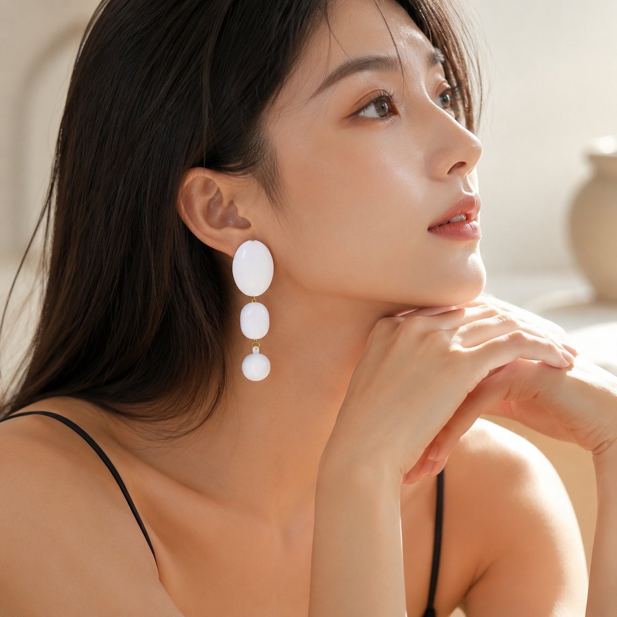 Wholesale Trendy Geometric Acrylic Earrings For Women Pearl Accent Oval Circle Statement Jewelry Fashion Accessory Boutique Resale