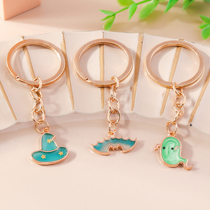 Wholesale Cartoon Halloween Cute Bat Pumpkin Hat Spooky Funny Keychain