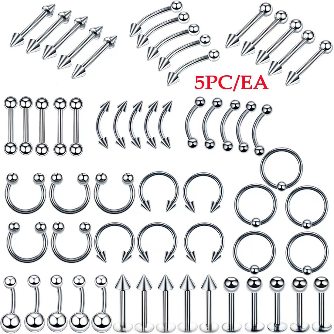 Wholesale Stainless steel nose ring C- shaped horseshoe ring horseshoe rod nose nail human body piercing tattoo jewelry