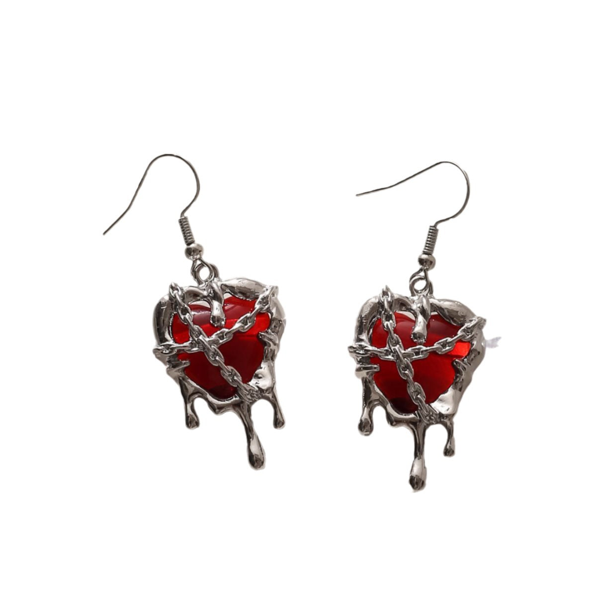 Wholesale Confined Heart Lava Heart Blood Punk Alloy Earrings