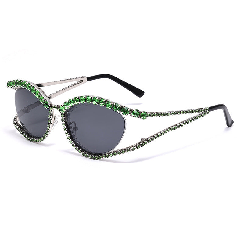 Wholesale Cat's Eye Diamond-studded Colored Diamond Sunscreen Sunglasses