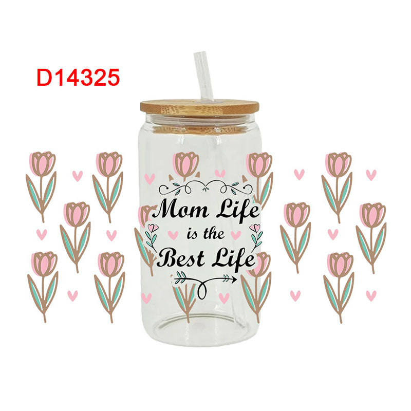 Wholesale Cartoon Cute Mother' s Day Family Theme 16oz Cup UV DTF Wraps