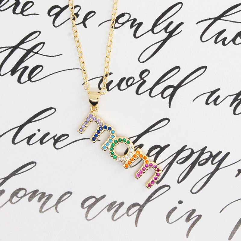 Wholesale Mother's Day Gift mom Alphabet Alloy Clavicle Necklaces