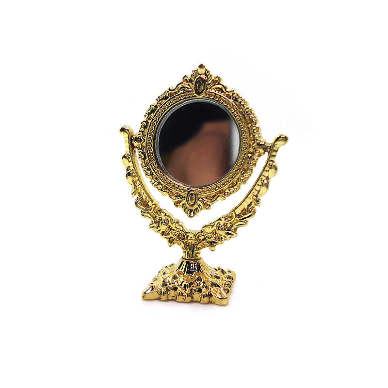 Wholesale 1:12 Dollhouse Accessories Realistic Mini Mirror Vintage Gold
