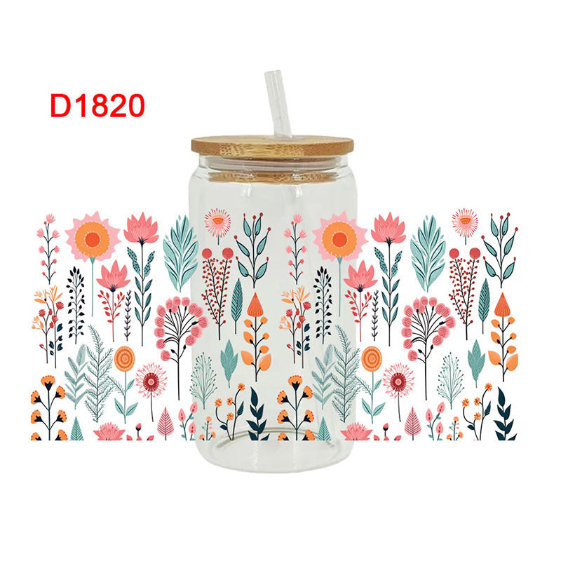 Wholesale Cartoon printing heat transfer Cup sticking crystal logo pattern 16OZ UV DTF WRAPS