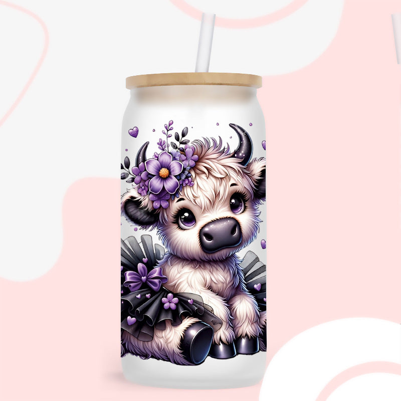 Wholesale Colorful flower calf   16oz Cup UV DTF Wraps