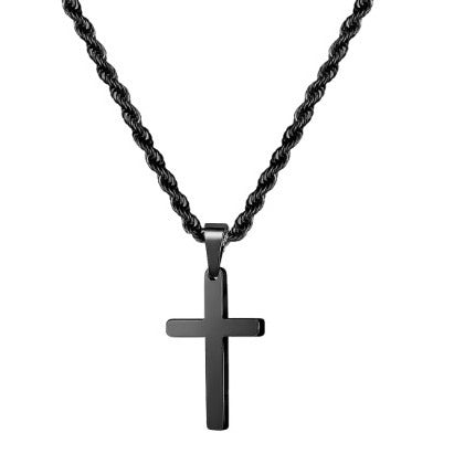 Wholesale Golden cross double layered stainless steel necklace