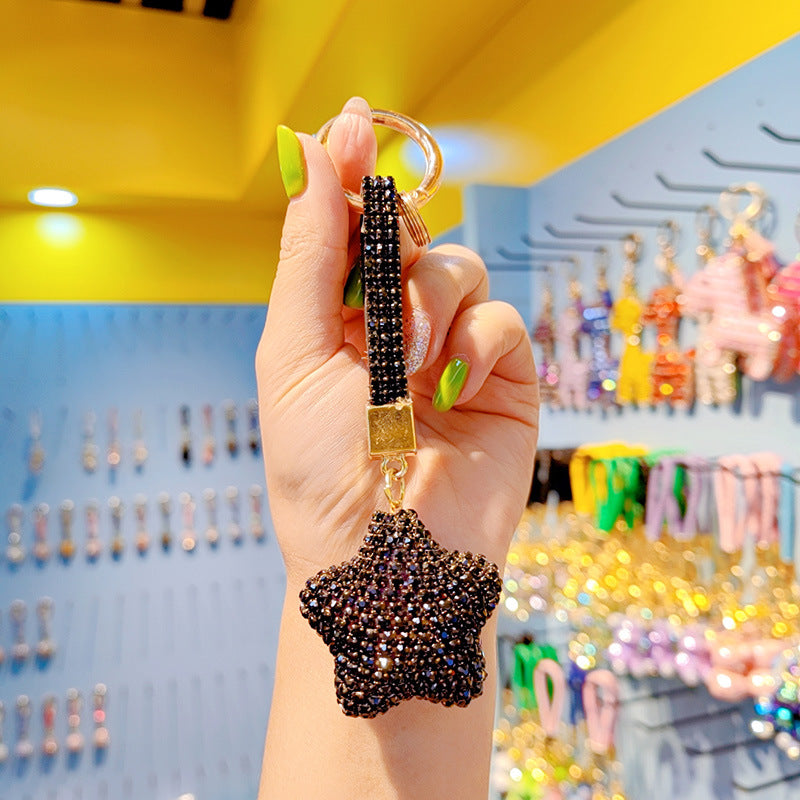 Wholesale Cute cartoon full diamond pentagram Rhinestone Keychain