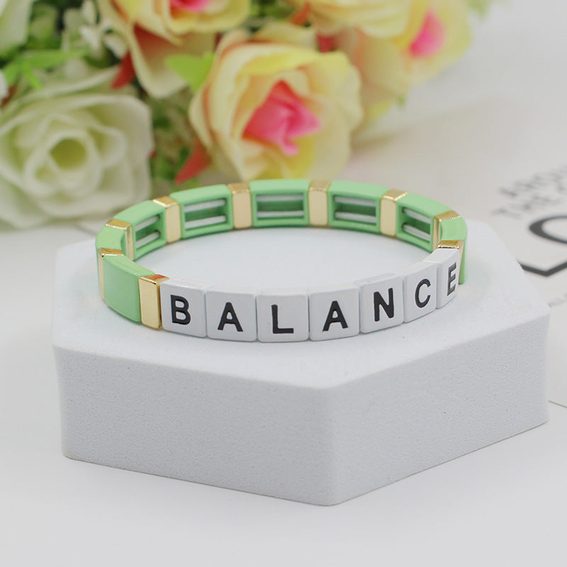 Wholesale Bohemian Alphabet Stretch Alloy Bracelet