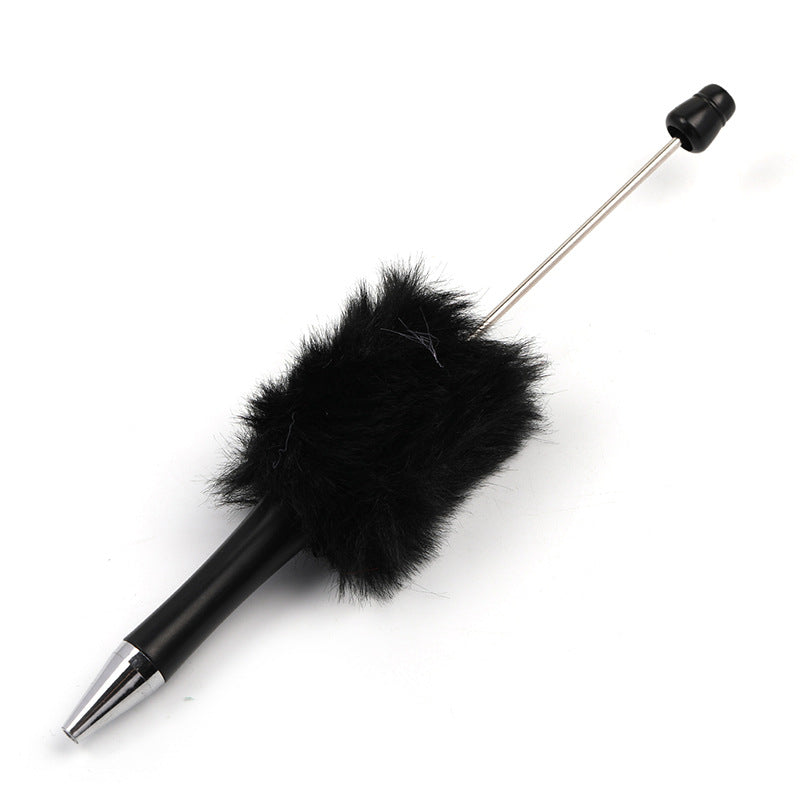 Wholesale 5pcs Creative DIY Plush Multi colored Ball Beads Plastic Rotating Ballpoint Pen