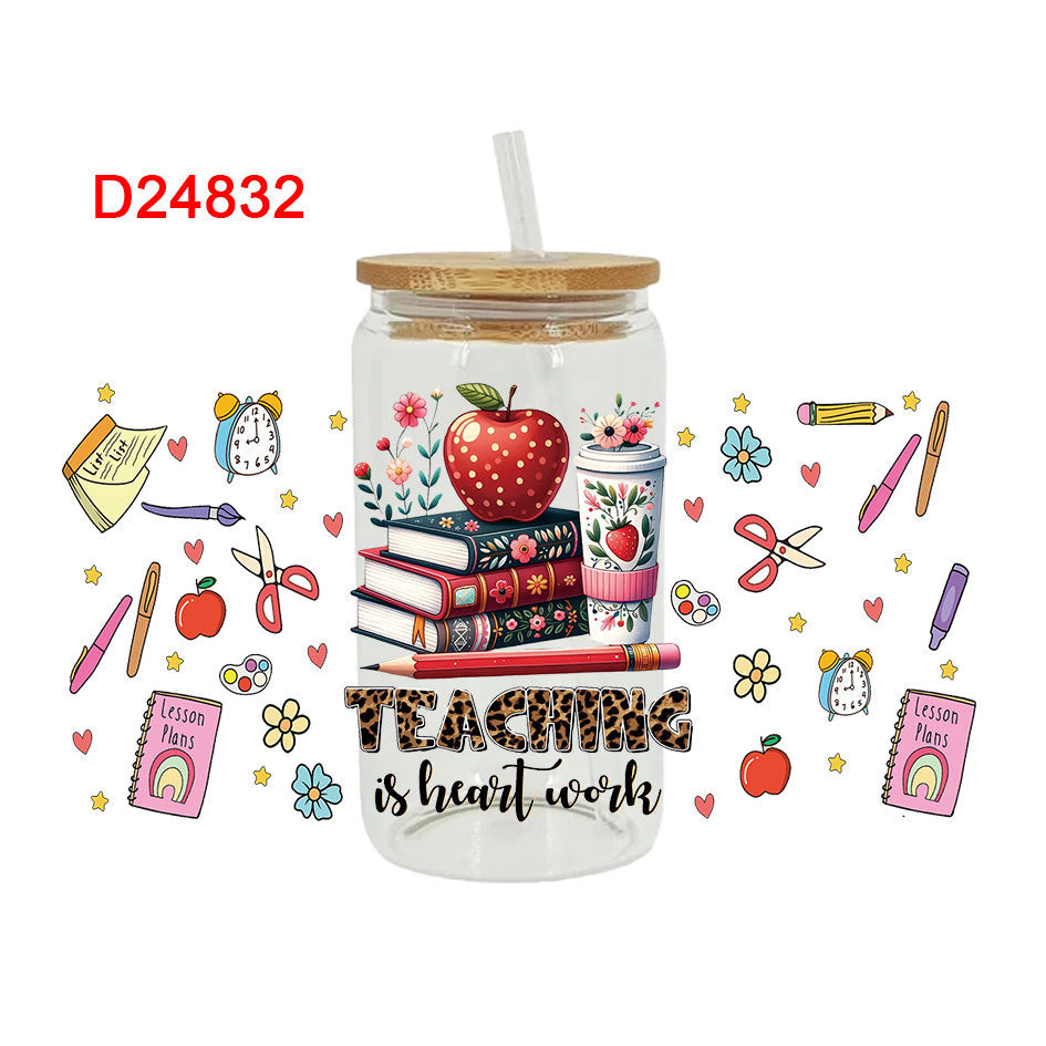 Wholesale Cartoon Cute Study Campus Theme 16oz Cup UV DTF Wraps