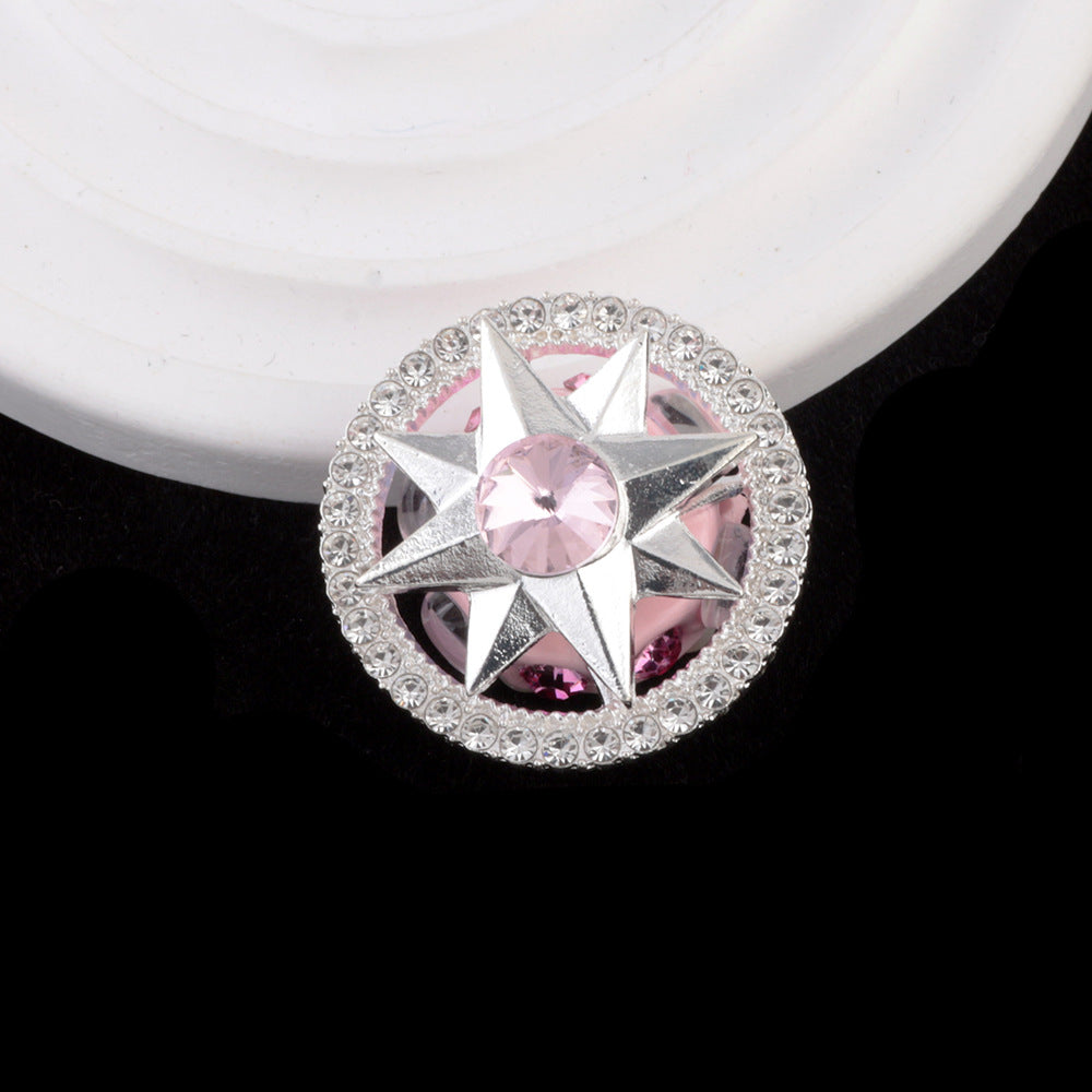 Wholesale 5pcs Diamond inlaid rotating snowflake alloy clay beads