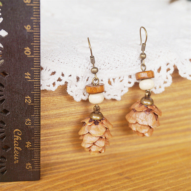 Wholesale Dried Fruit Trees Wooden Earrings