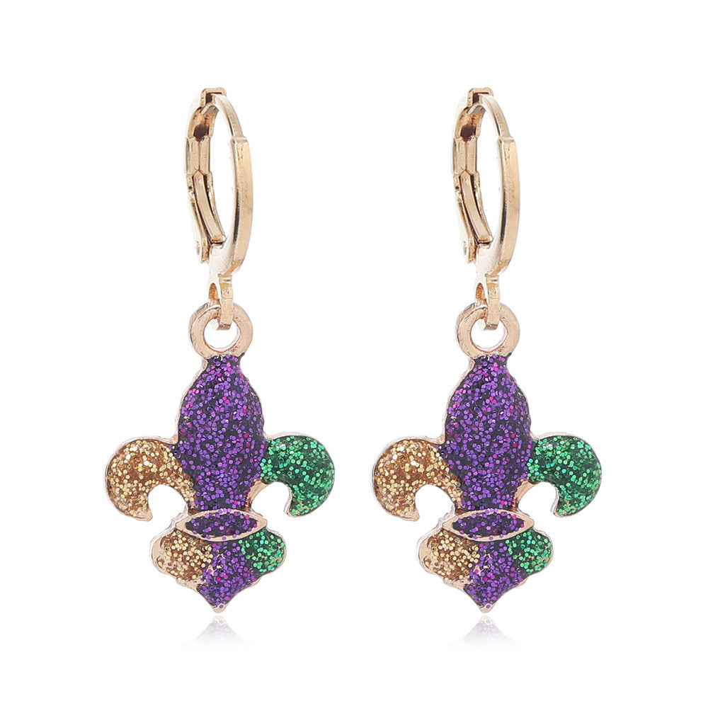 Wholesale Carnival Flash Iris Flower Mask  Crown Trendy Fashion All-match Earrings