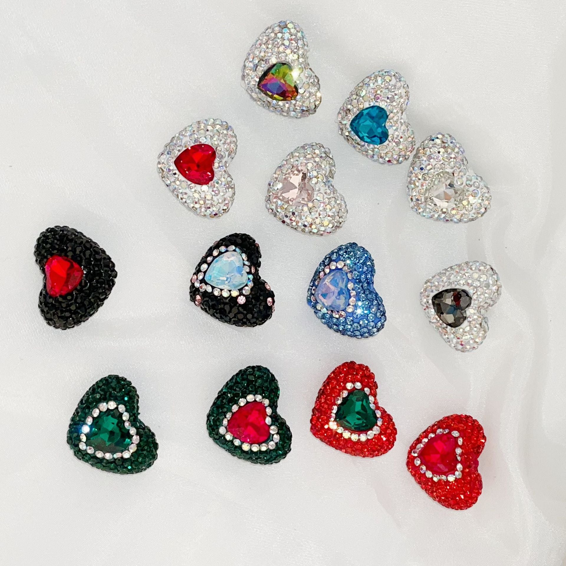 Wholesale Christmas Heart Straight Hole Full Drill Clay Beads