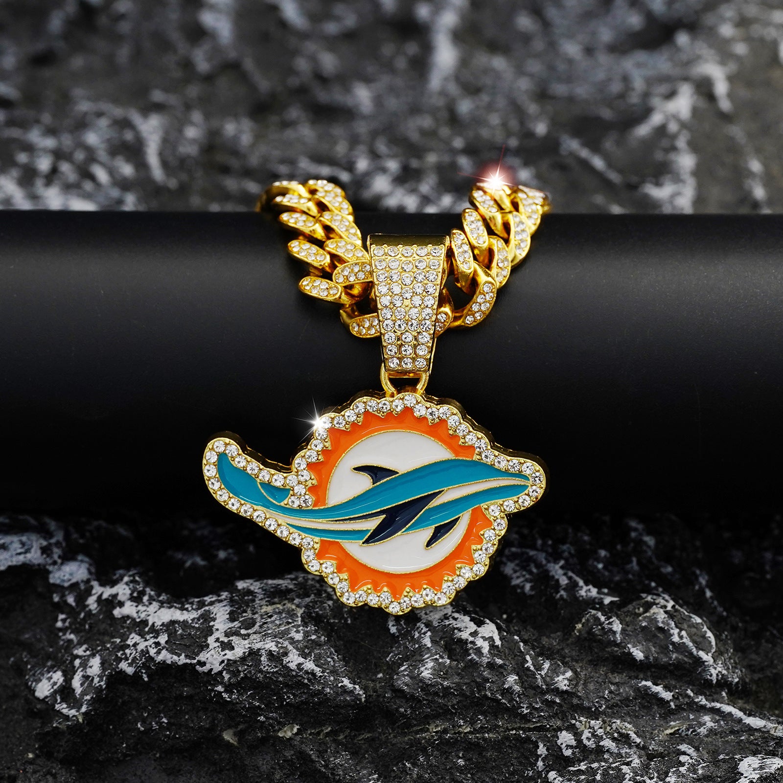 Wholesale Colorful Pendant for Men Hip Hop Diamond Cuban Necklace