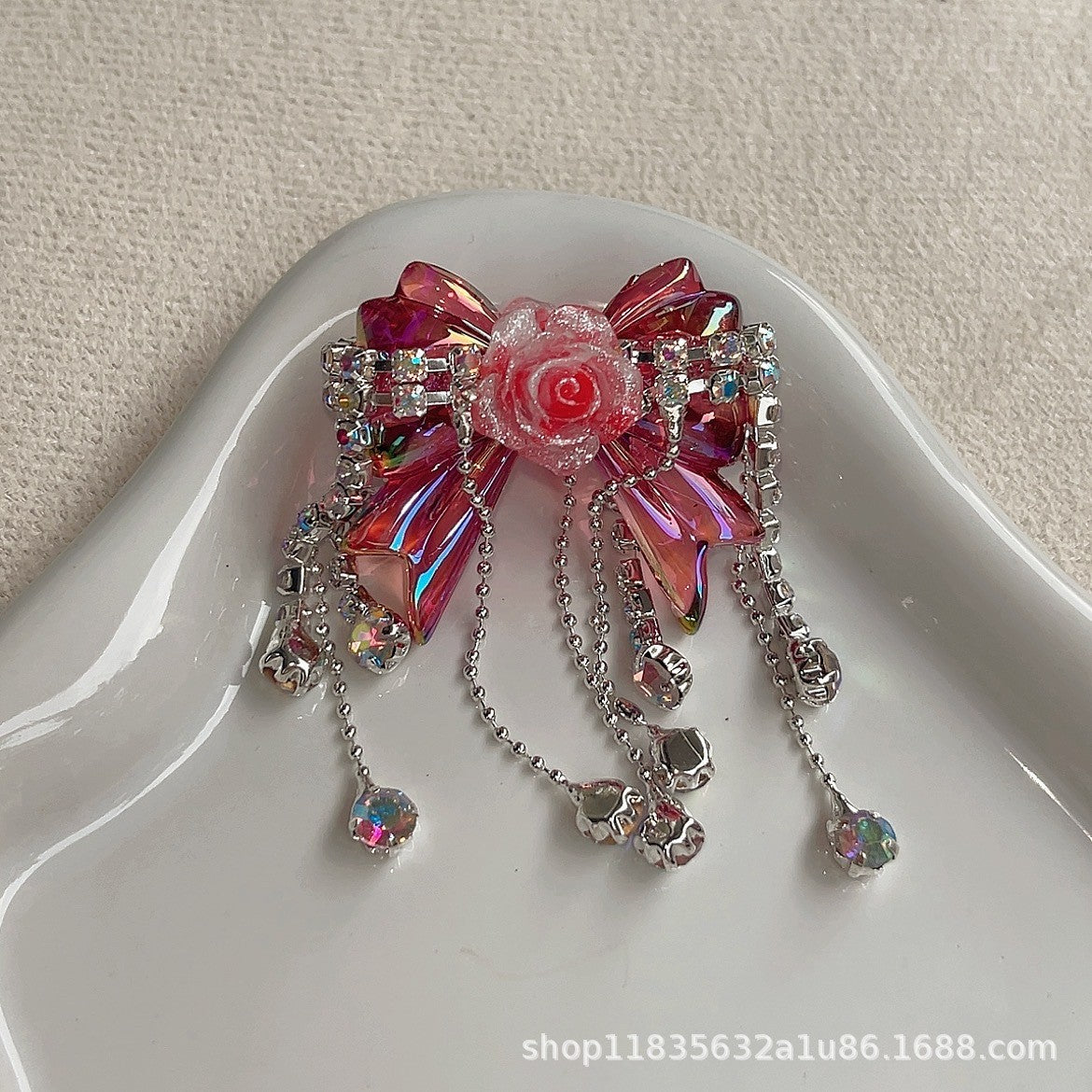 Wholesale Tassel Bow Knot Rhinestone Straight Hole Beads