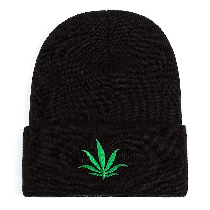 Wholesale Acrylic Embroidered Maple Leaf Knitted Hats