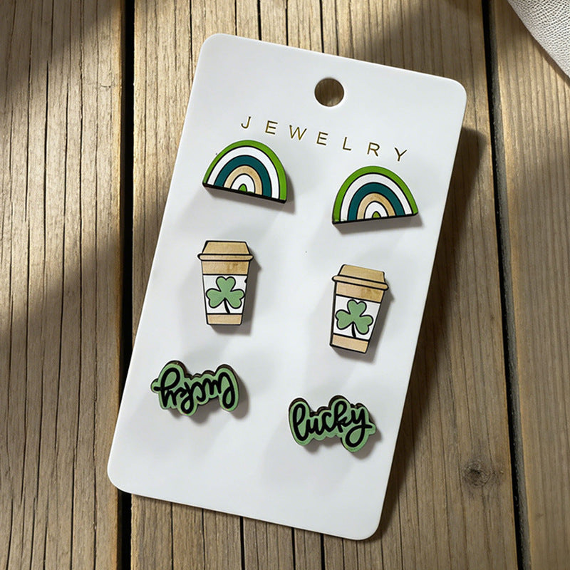 Wholesale St.  Patrick' s Day Shamrock Acrylic Earrings