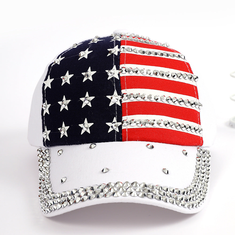 Wholesale American Flag Diamond Denim Polyester Baseball Cap