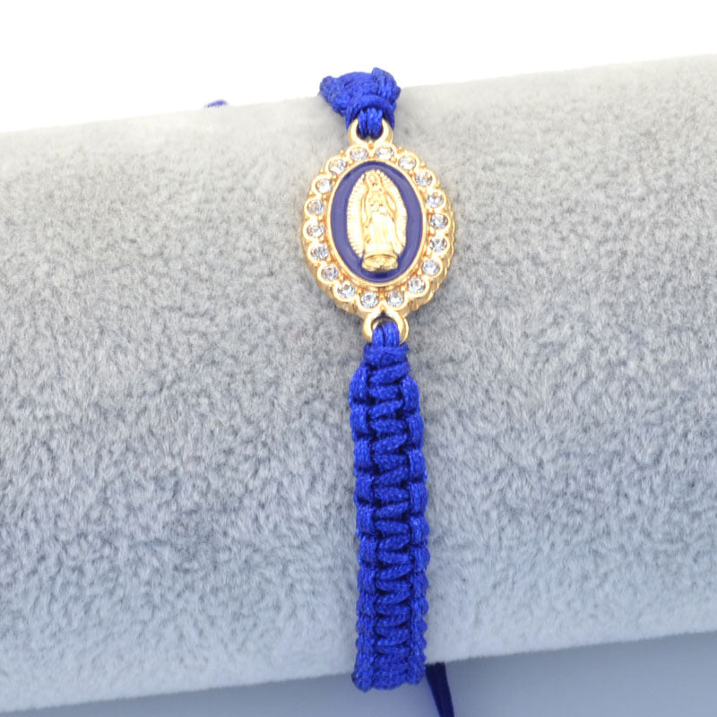 Wholesale Religion Diamond-encrusted Religious Our Lady Woven Bracelet