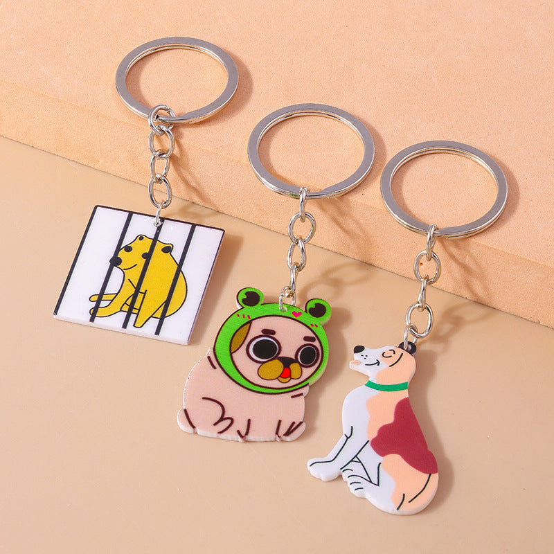 Wholesale Cartoon Cute Puppy Emoticon Pack Dog Head Acrylic Keychain