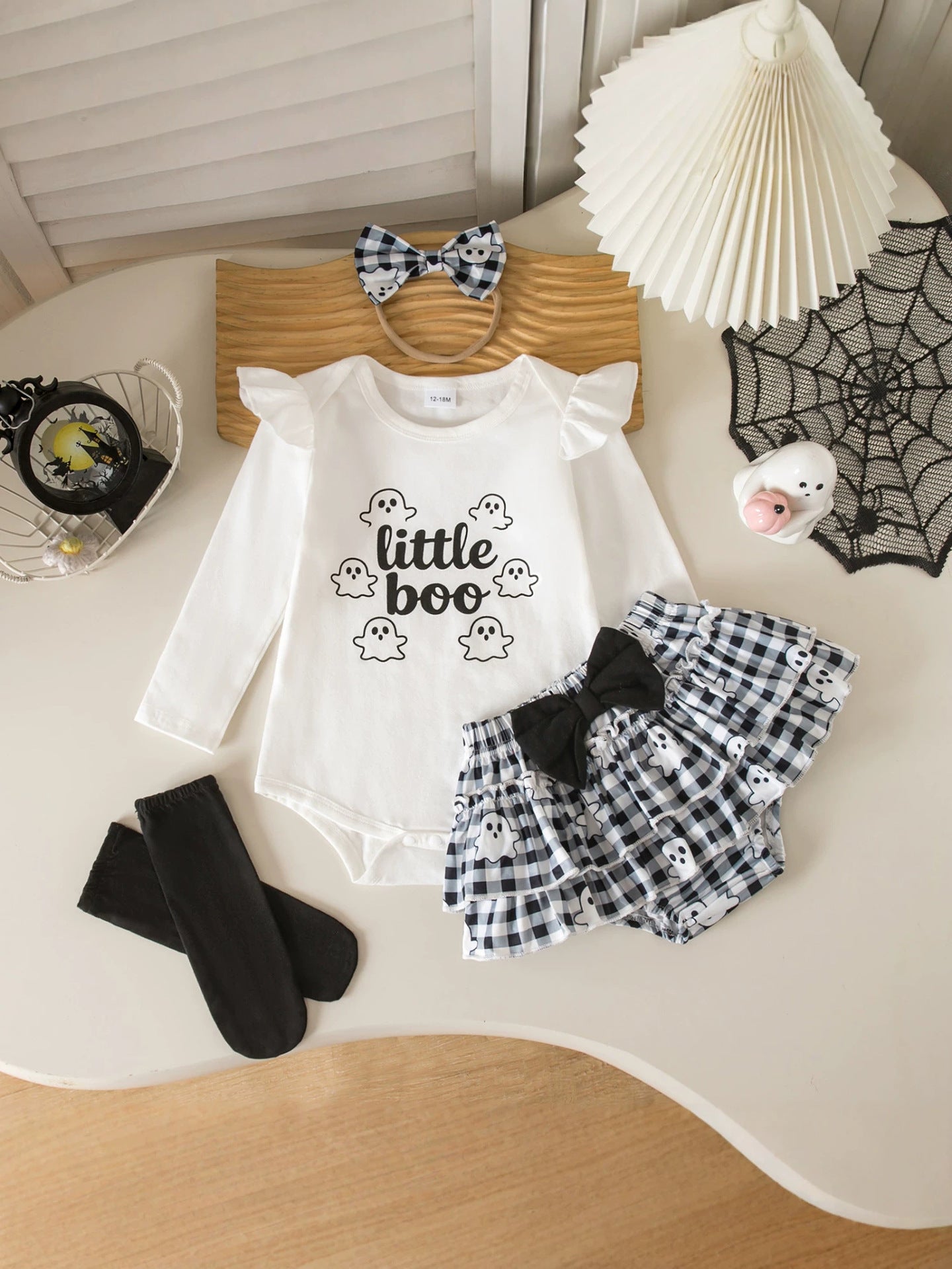Wholesale  3 Piece Outfit Set Long Sleeve Pumpkin Bat Pattern Romper With Pants And Headband Cute Party Outfit For Ages 1 3