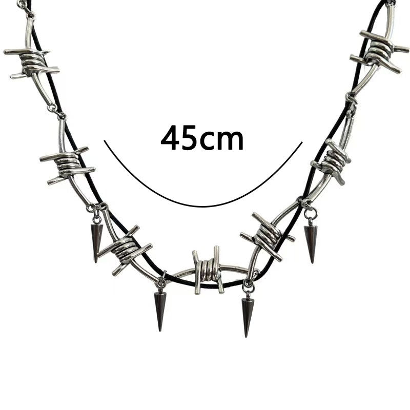 Wholesale 2025 New Hip-Hop Gothic Thorn Necklace Orange Decorative Metal Necklace Exquisite Gift for Men and Women