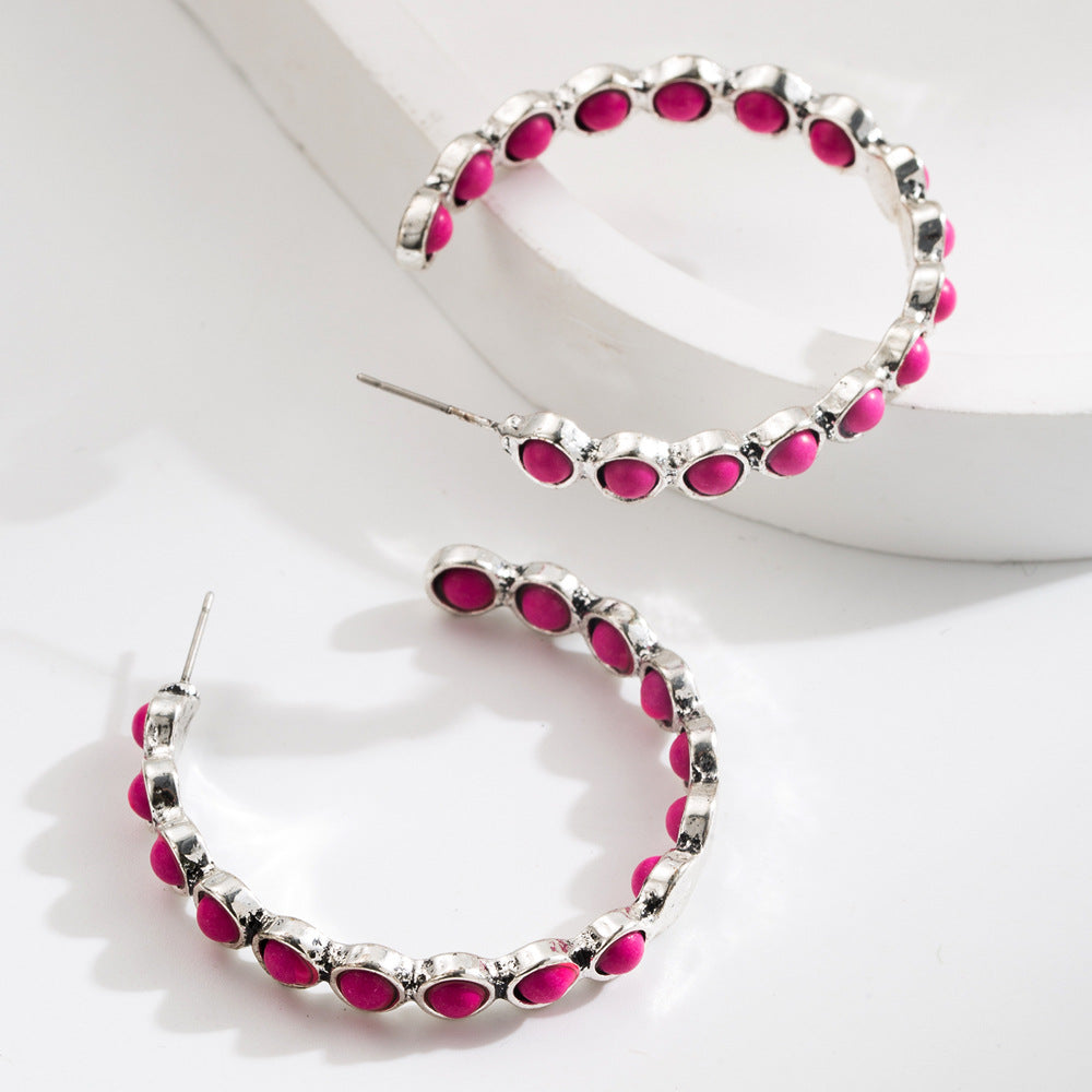 Wholesale Large Circle Turquoise Earrings