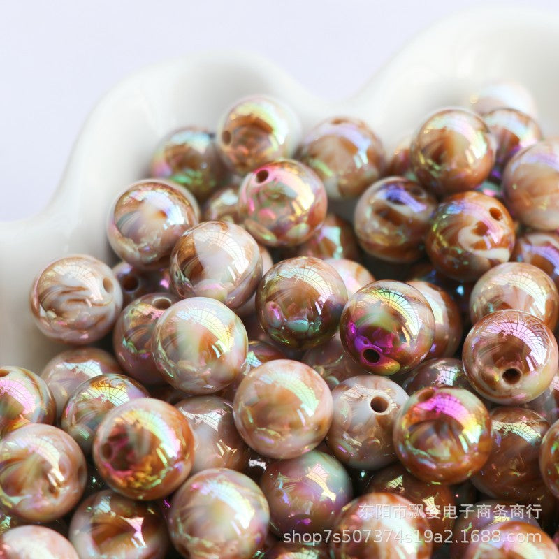 200 piezas al por mayor de 200 piezas redondas de halo de doble color teñido de plástico/cuentas de resina