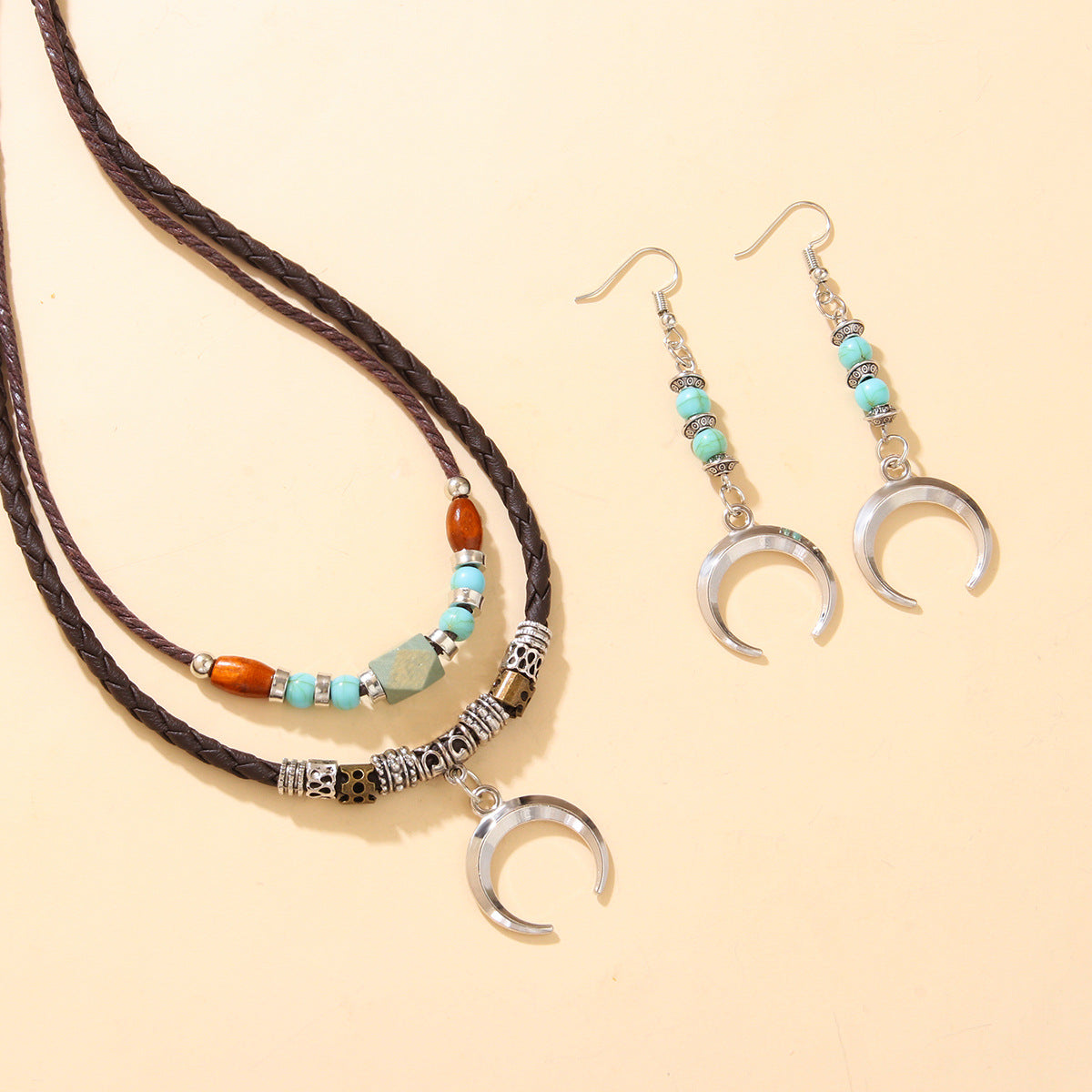 Wholesale Vintage Alloy Cross Love Wolf Tooth Pendant Beaded Necklace