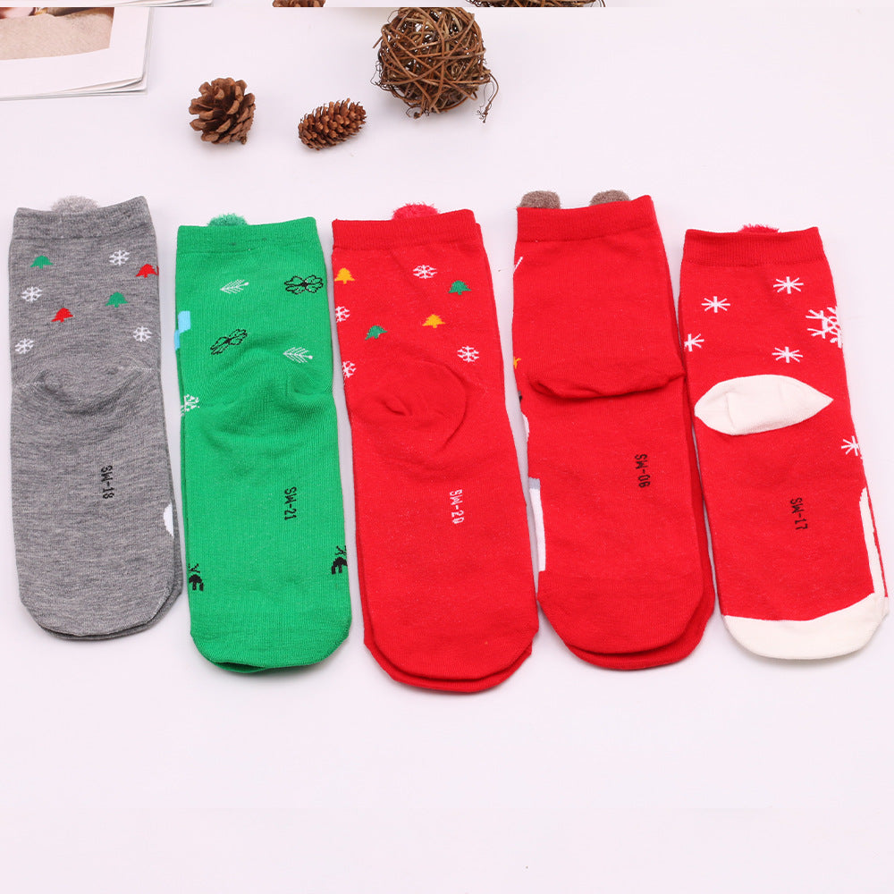 Wholesale Autumn New Christmas Elk Santa Claus Cotton Socks