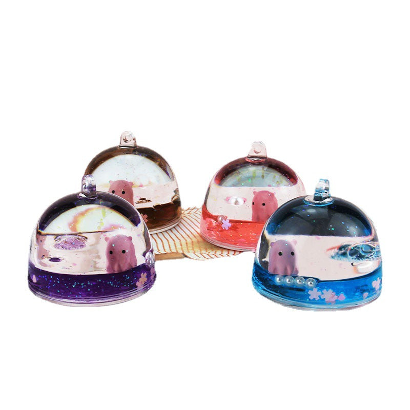 Wholesale Acrylic Oil-filled Double Drift Sand Bottle Key Chain Accessories