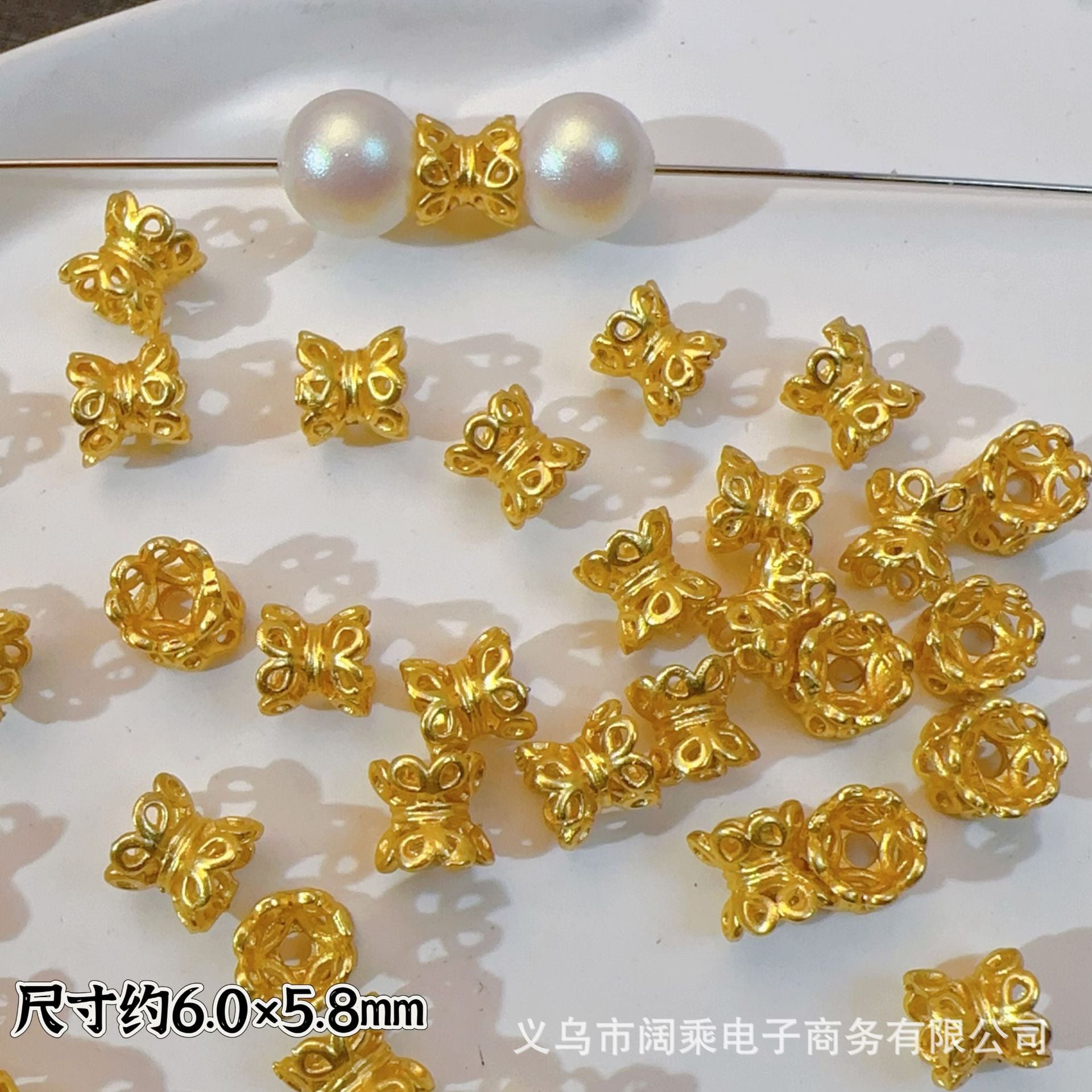 Wholesale 20pcs Ancient-plated hollowed-out small waisted golden double-sided torus spacer Beads