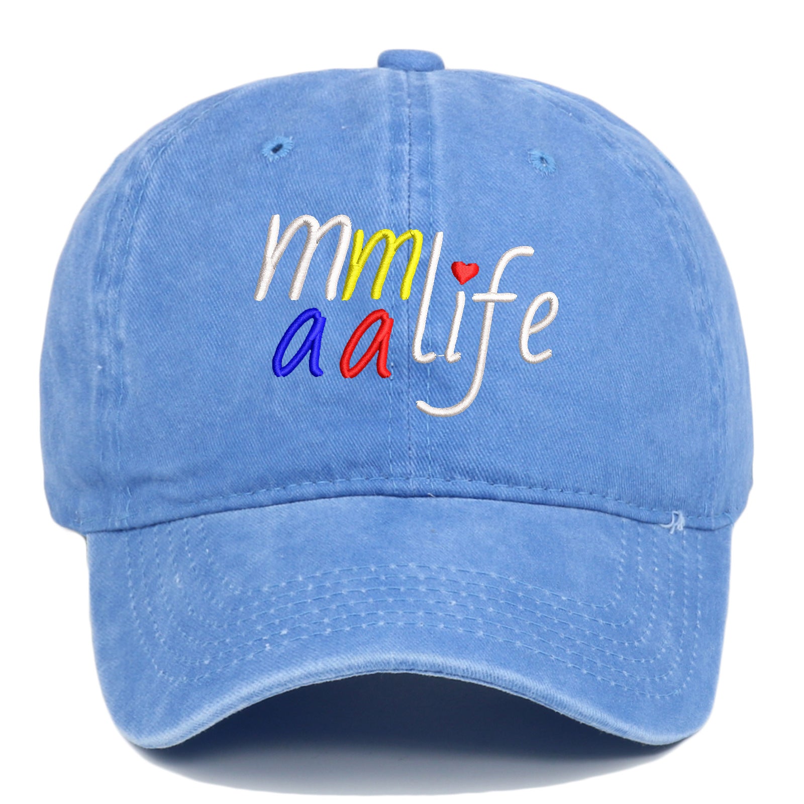 Wholesale Mama Life Embroidered Washed Denim Baseball Caps
