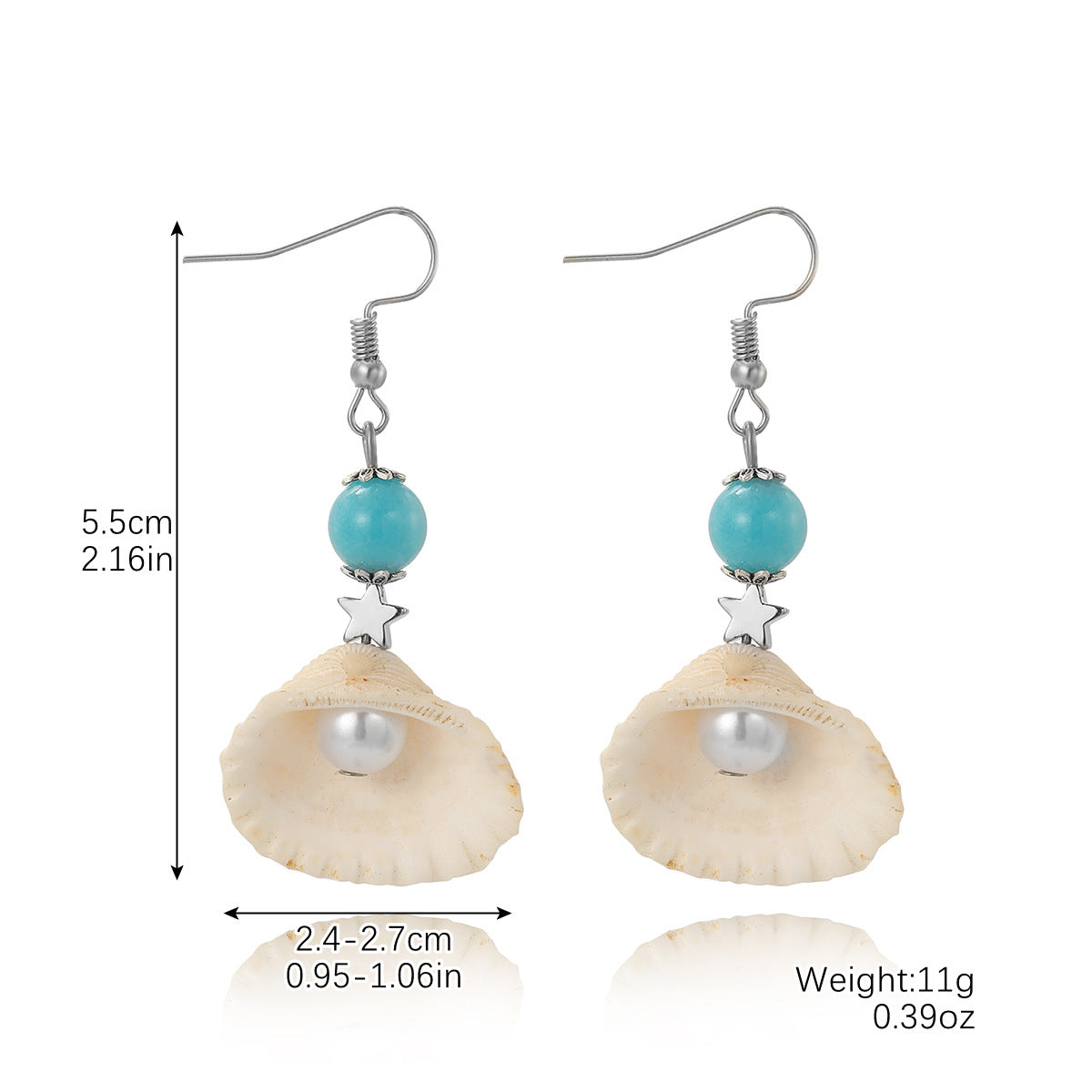 Wholesale Ocean Style Temperament Conch Natural Stone Pearl Shell Earrings