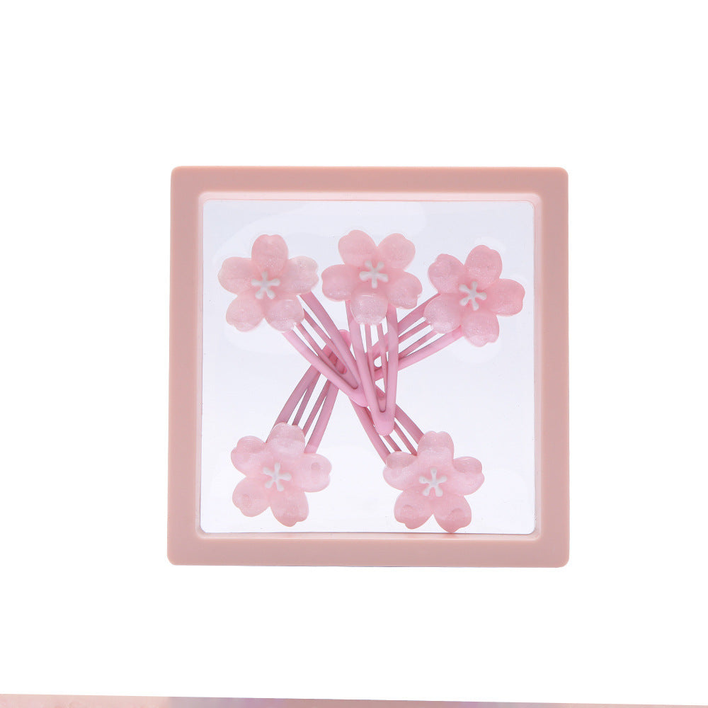 Wholesale pink flowers fresh and versatile style bb clip girls side clip broken hair clip