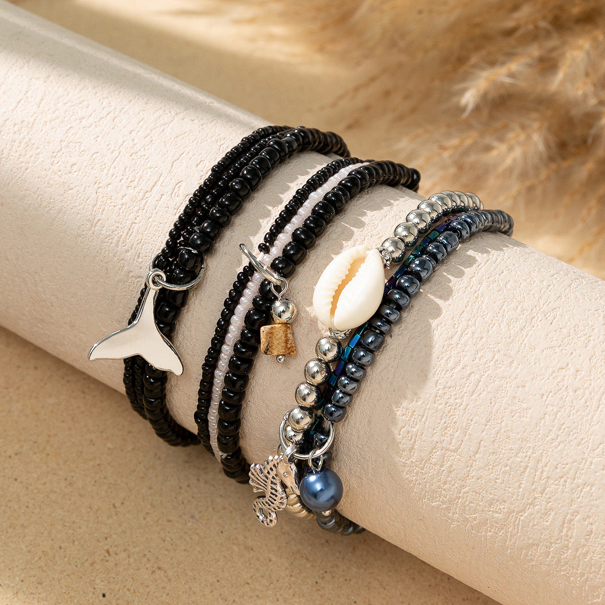 Wholesale Bohemian Ocean Style Stacked Rice Bead Bracelets