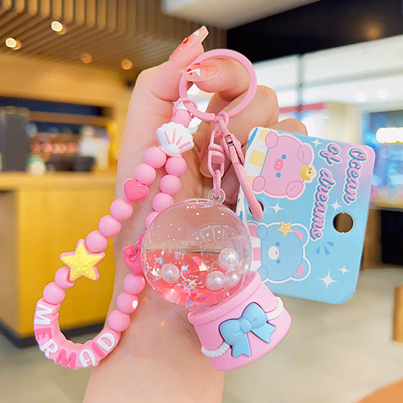 Cadena de llave acrílica de la bola de cristal del océano de sueño al por mayor