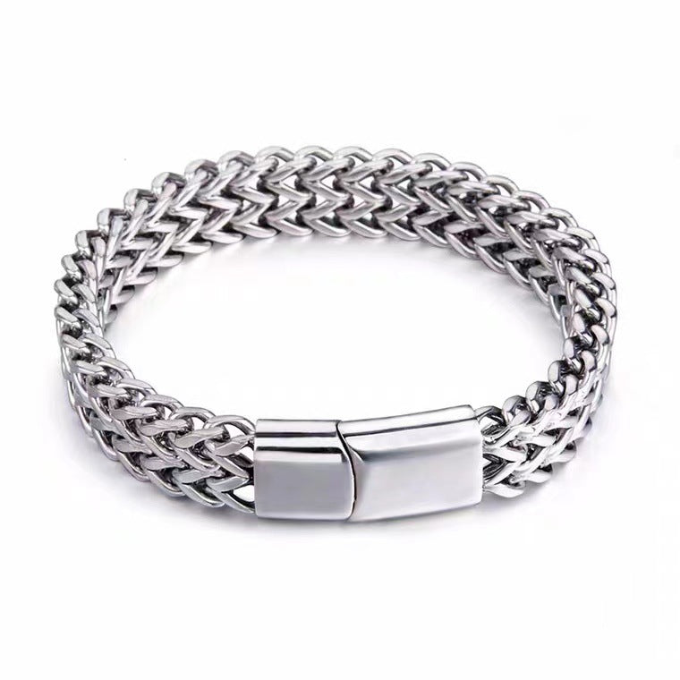 Wholesale Titanium steel bracelet double row square chain magnet clasp bracelet