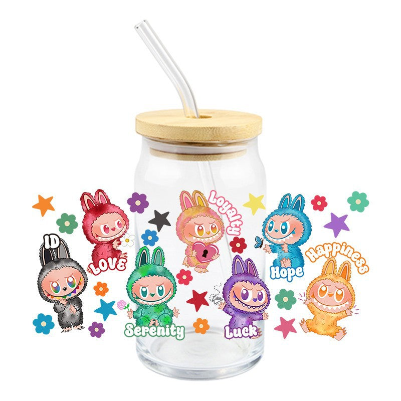 Wholesale 5pcs Colorful cute cartoon 16oz Cup UV DTF Wraps